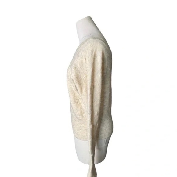 William Rast Oatmeal Grey Back V Neck Sweater Polka Dot Alpaca Womens XS - Picture 4 of 5